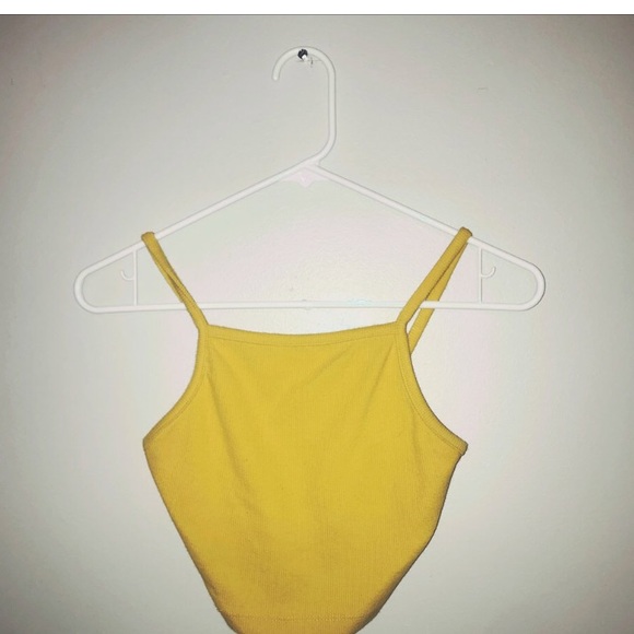 Yellow halter crop tank top - Picture 2 of 2